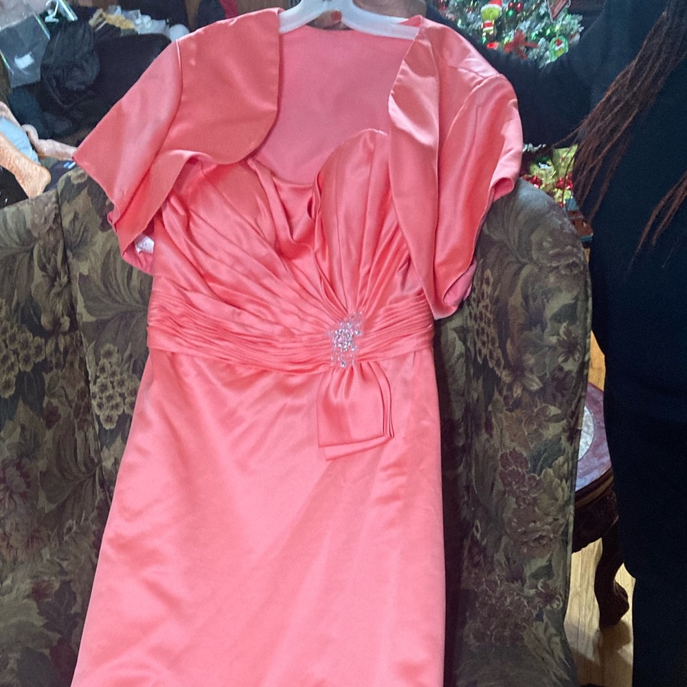Coral gown, size 22, price is negotiable